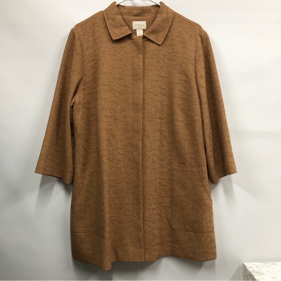 Chico’s Copper Brown Textured Jacquard Jacket women’s Chico’s Size 2; US Size L - Picture 1 of 11